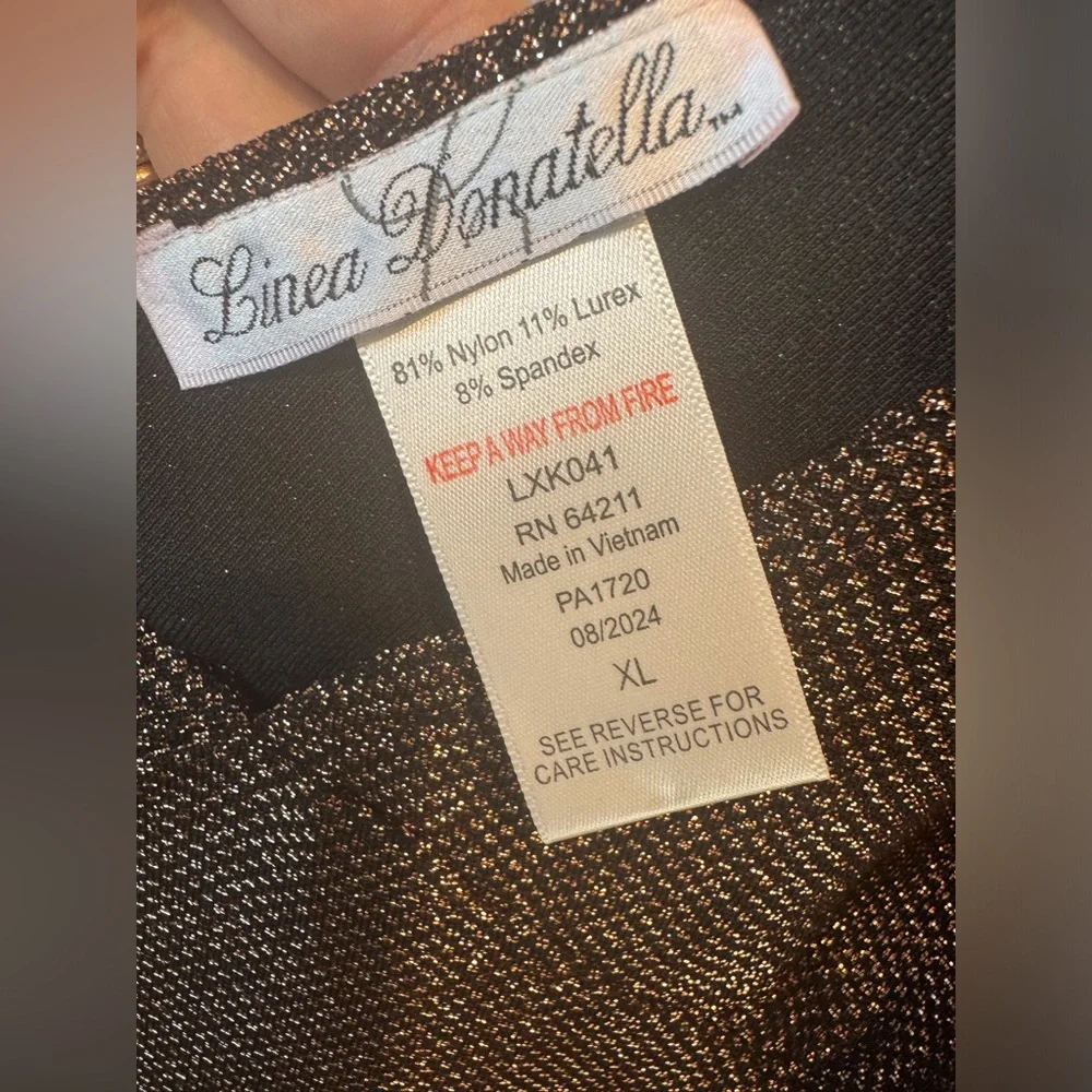 Linea Donatella NWT‎ Women’s Metallic Copper Black Pajama Set Size XL
